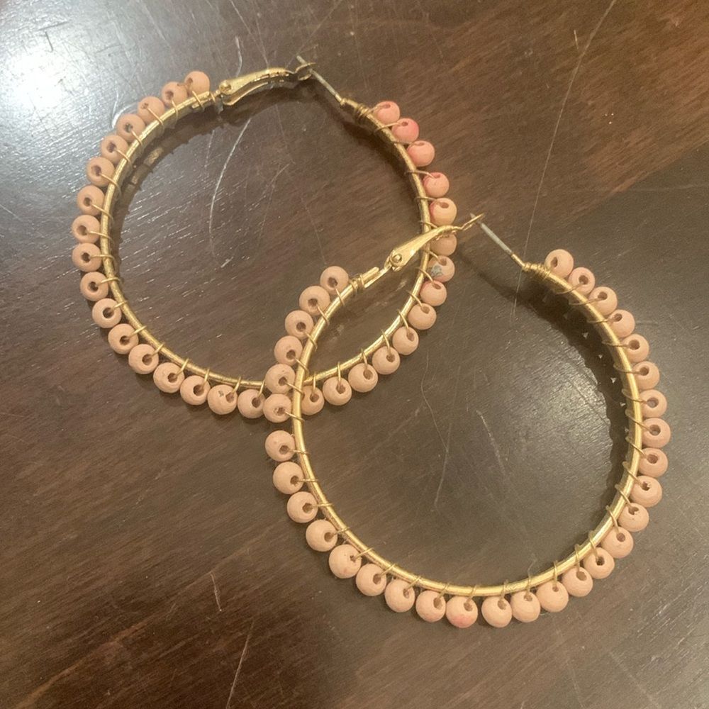 Boho large beaded hoops earrings